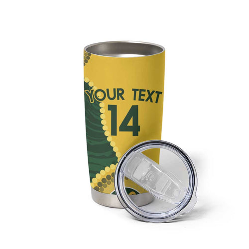 Custom Australia Boomers Tumbler Cup Aboriginal With Marble Pattern - Yellow