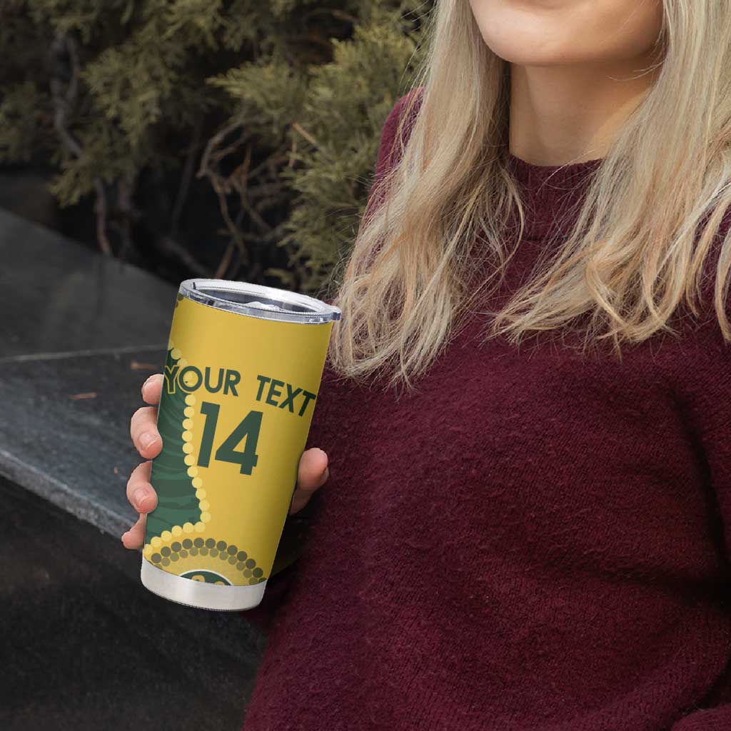 Custom Australia Boomers Tumbler Cup Aboriginal With Marble Pattern - Yellow