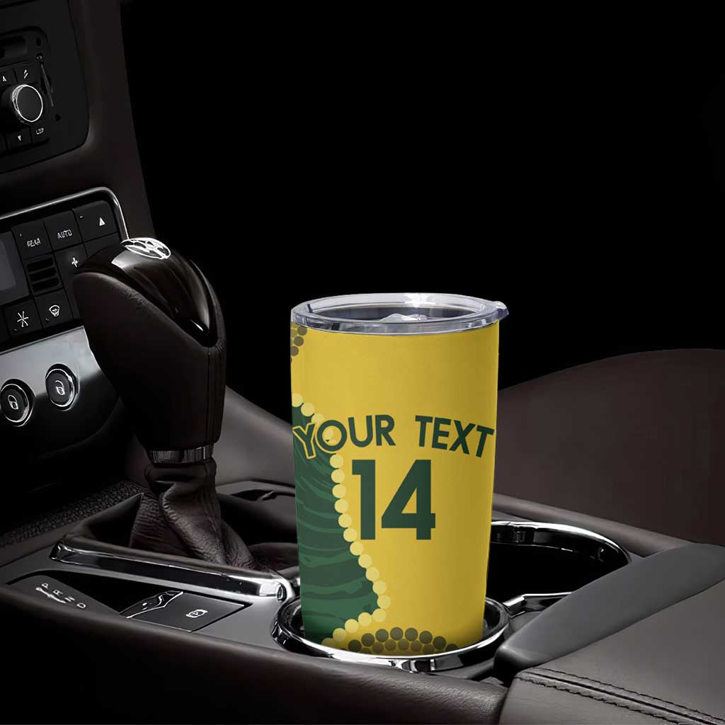 Custom Australia Boomers Tumbler Cup Aboriginal With Marble Pattern - Yellow