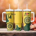 Custom Australia Boomers Tumbler With Handle Aboriginal With Marble Pattern - Yellow