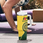 Custom Australia Boomers Tumbler With Handle Aboriginal With Marble Pattern - Yellow
