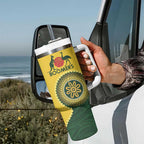 Custom Australia Boomers Tumbler With Handle Aboriginal With Marble Pattern - Yellow