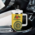 Custom Australia Boomers Tumbler With Handle Aboriginal With Marble Pattern - Yellow