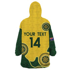 Custom Australia Boomers Wearable Blanket Hoodie Aboriginal With Marble Pattern - Yellow