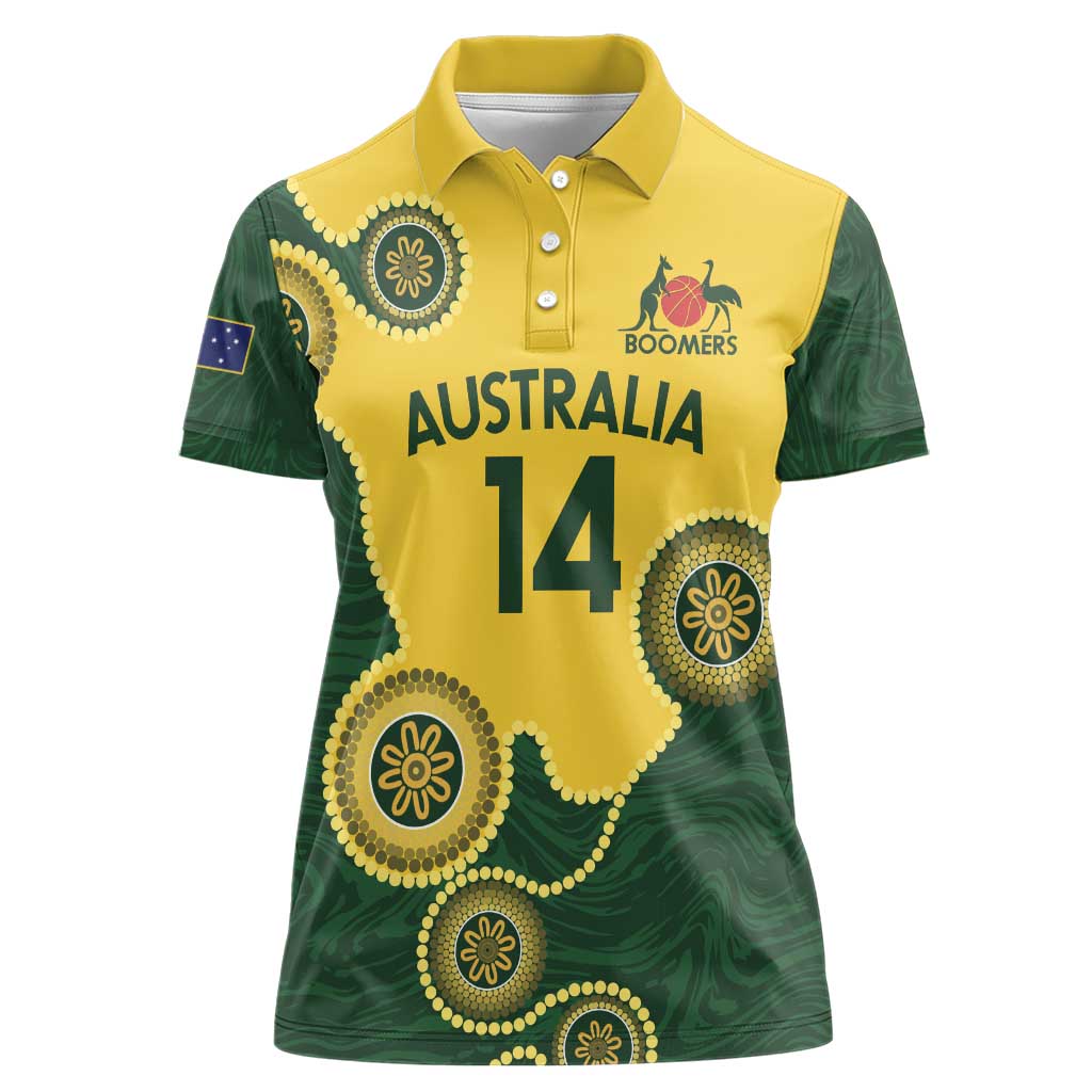 Custom Australia Boomers Women Polo Shirt Aboriginal With Marble Pattern - Yellow