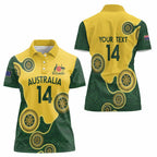 Custom Australia Boomers Women Polo Shirt Aboriginal With Marble Pattern - Yellow
