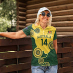 Custom Australia Boomers Women Polo Shirt Aboriginal With Marble Pattern - Yellow