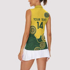 Custom Australia Boomers Women Sleeveless Polo Shirt Aboriginal With Marble Pattern - Yellow