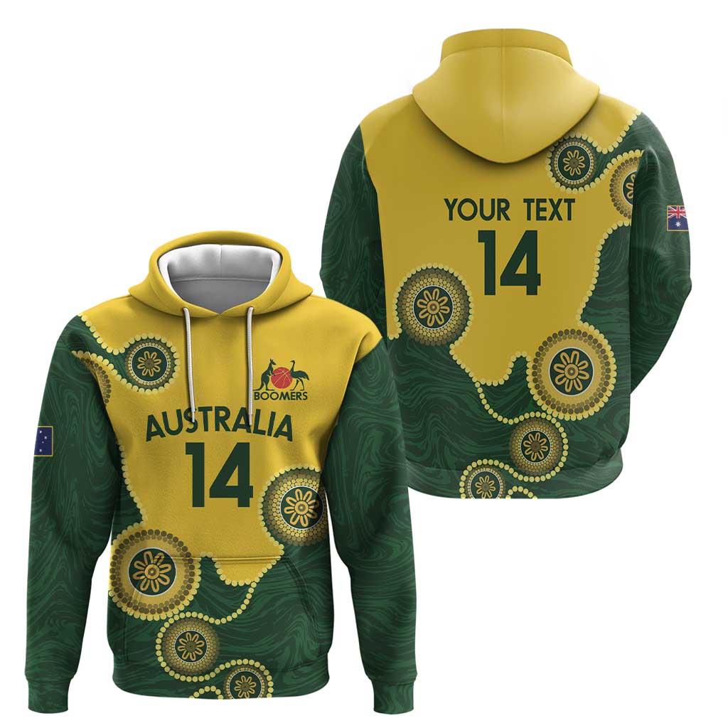 Custom Australia Boomers Zip Hoodie Aboriginal With Marble Pattern - Yellow