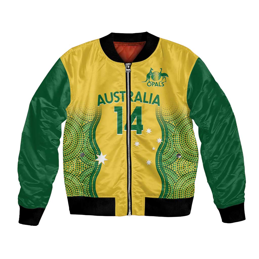 Custom Australia Opals Bomber Jacket Indigenous Art