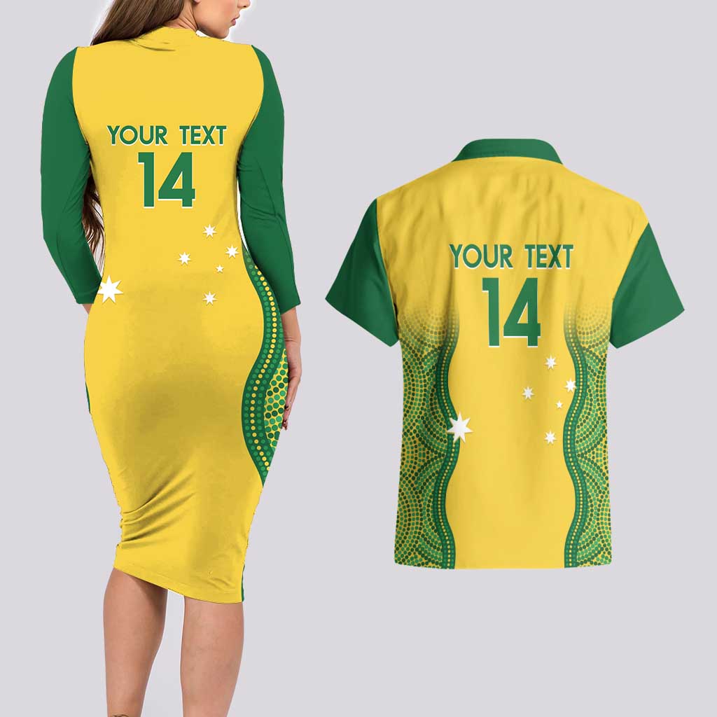 Custom Australia Opals Couples Matching Long Sleeve Bodycon Dress and Hawaiian Shirt Indigenous Art