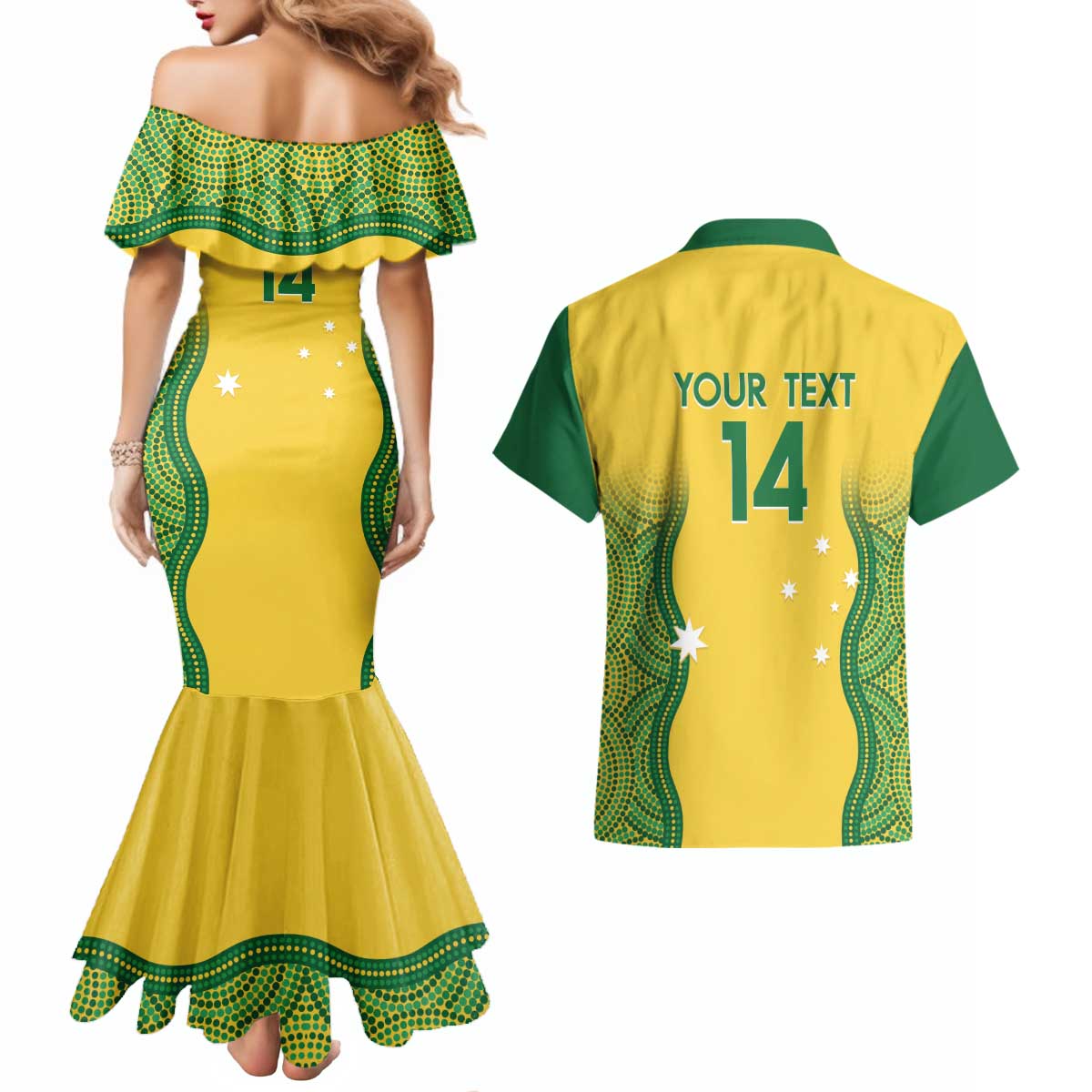 Custom Australia Opals Couples Matching Mermaid Dress and Hawaiian Shirt Indigenous Art