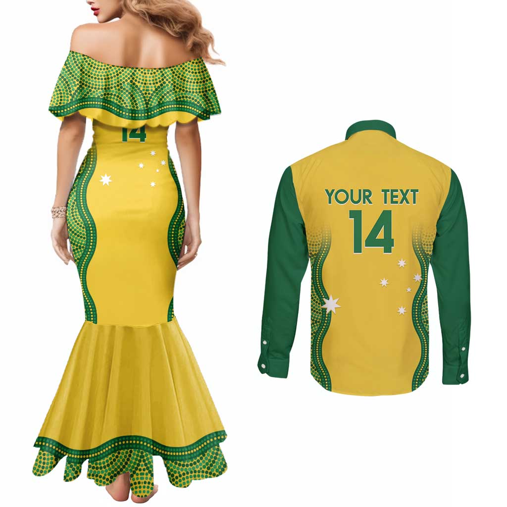 Custom Australia Opals Couples Matching Mermaid Dress and Long Sleeve Button Shirt Indigenous Art