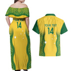Custom Australia Opals Couples Matching Off Shoulder Maxi Dress and Hawaiian Shirt Indigenous Art