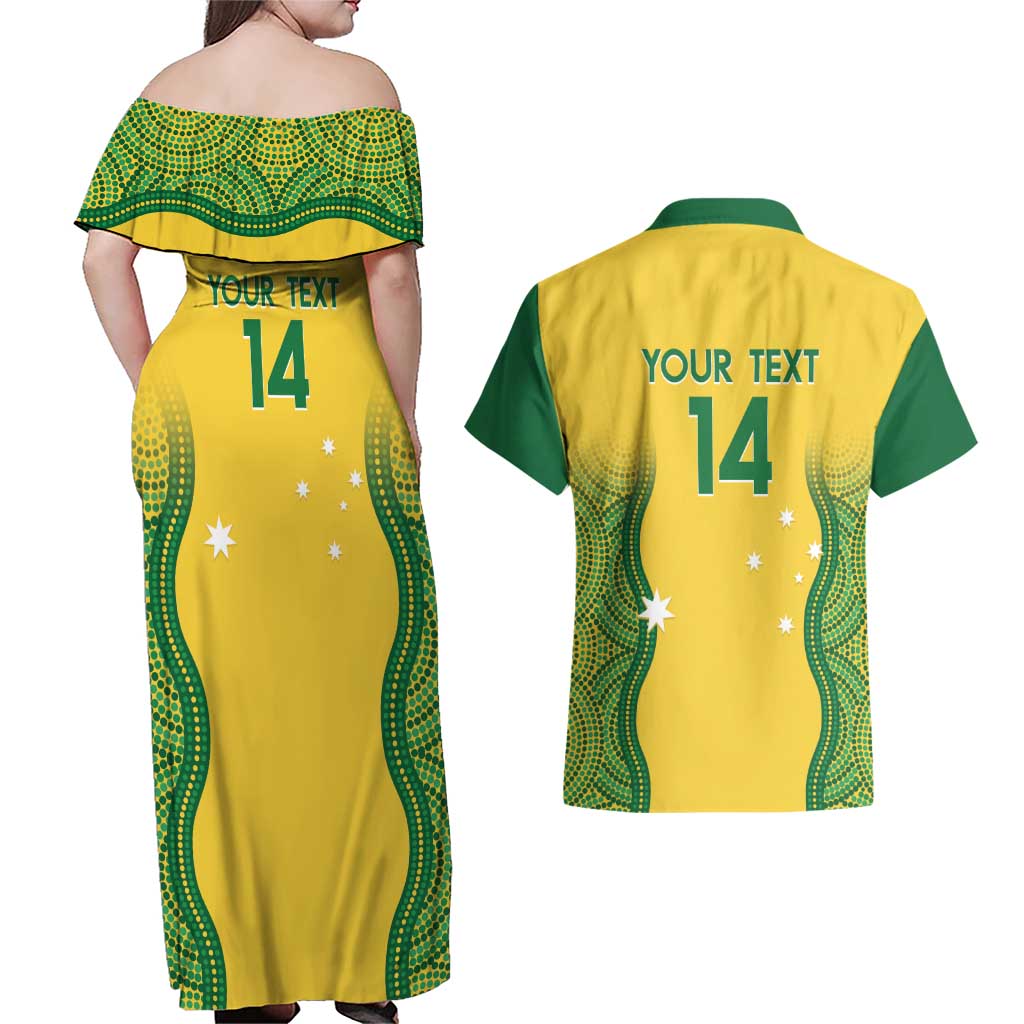 Custom Australia Opals Couples Matching Off Shoulder Maxi Dress and Hawaiian Shirt Indigenous Art