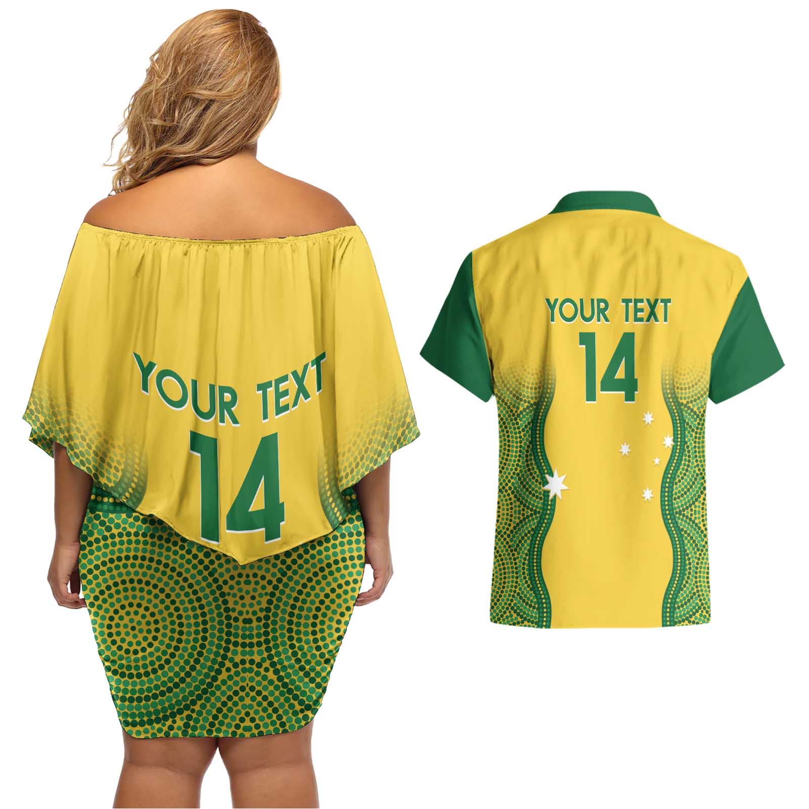 Custom Australia Opals Couples Matching Off Shoulder Short Dress and Hawaiian Shirt Indigenous Art