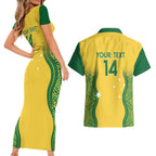 Custom Australia Opals Couples Matching Short Sleeve Bodycon Dress and Hawaiian Shirt Indigenous Art