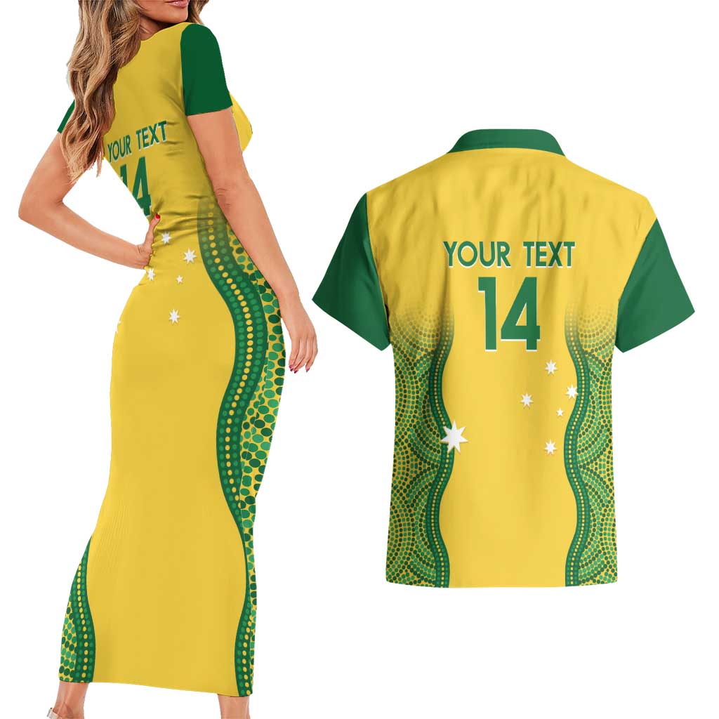 Custom Australia Opals Couples Matching Short Sleeve Bodycon Dress and Hawaiian Shirt Indigenous Art