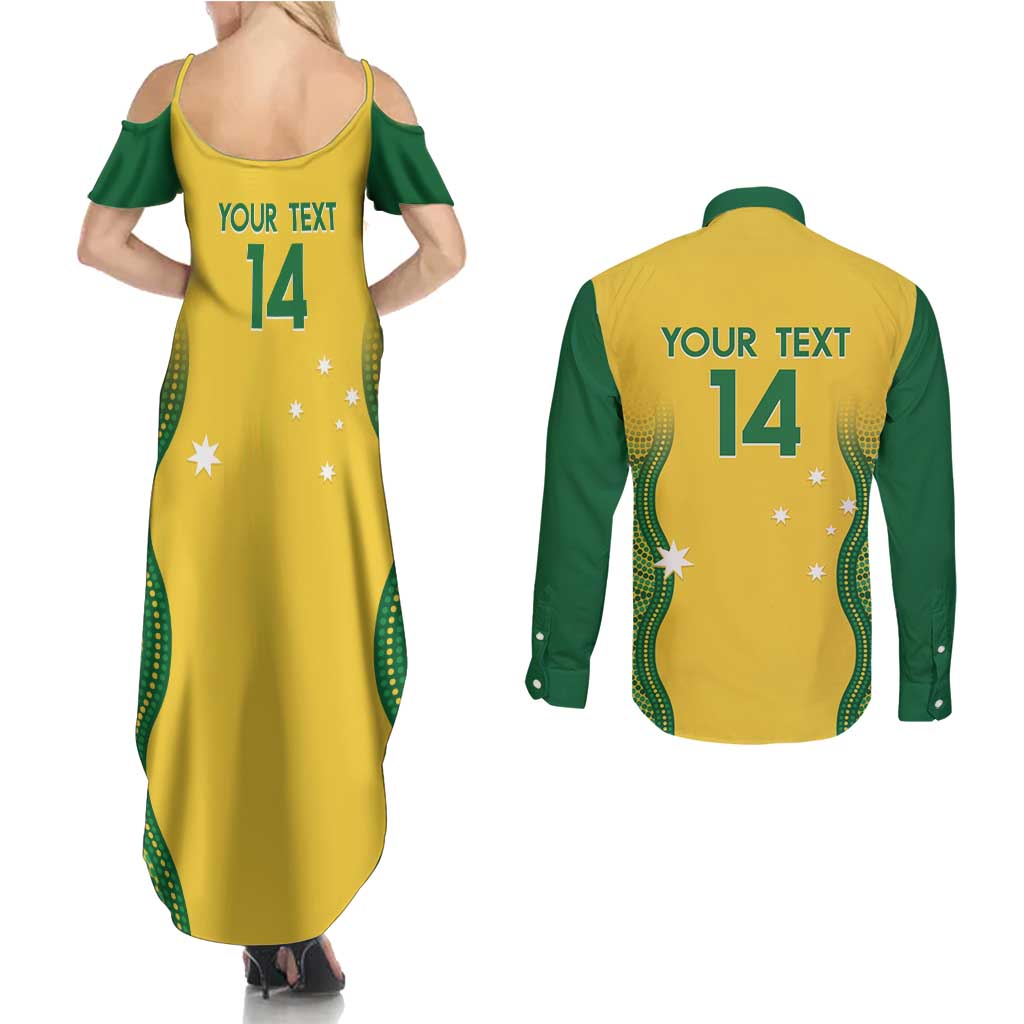 Custom Australia Opals Couples Matching Summer Maxi Dress and Long Sleeve Button Shirt Indigenous Art