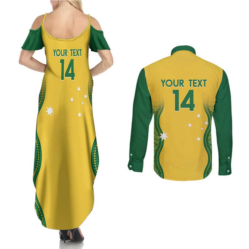 Custom Australia Opals Couples Matching Summer Maxi Dress and Long Sleeve Button Shirt Indigenous Art