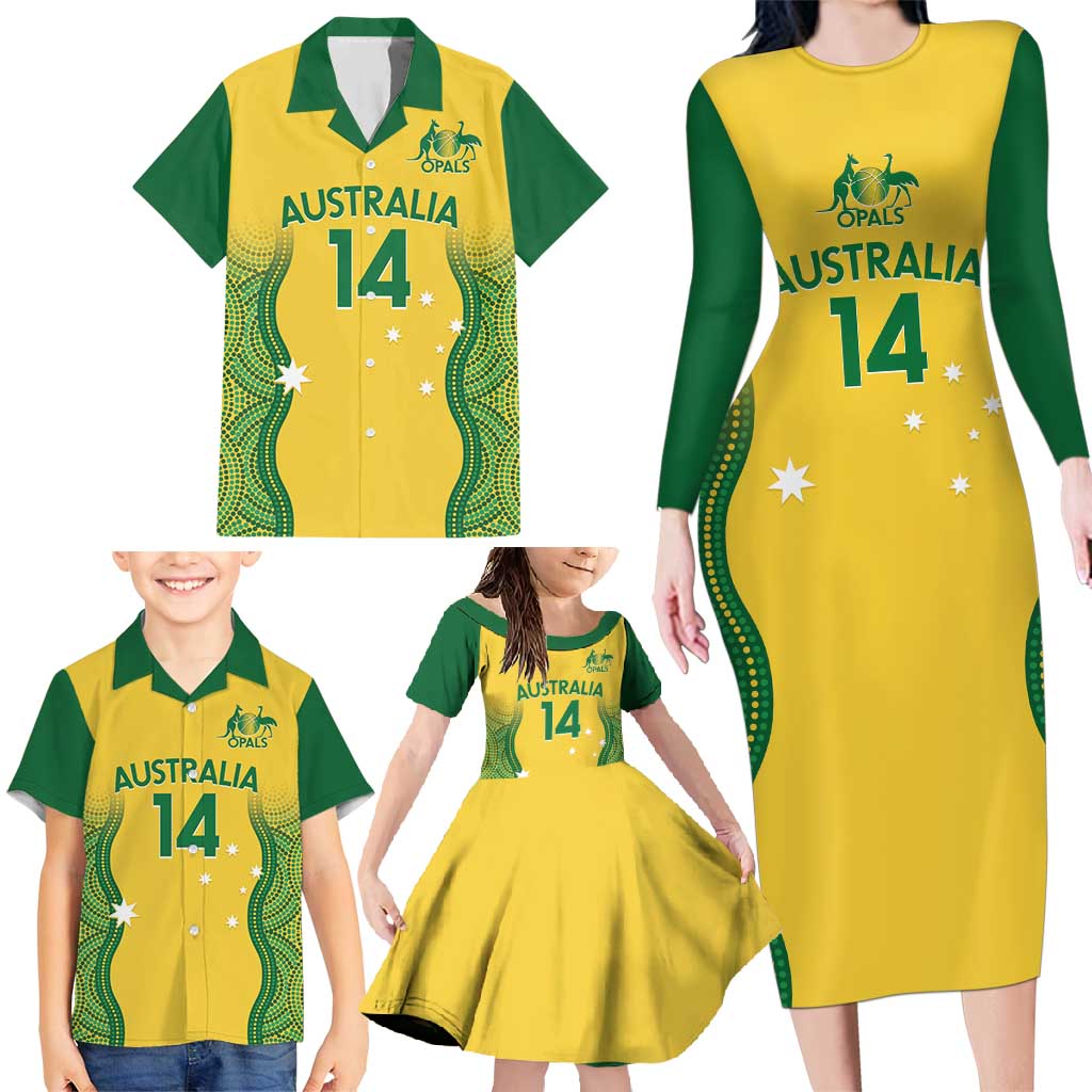 Custom Australia Opals Family Matching Long Sleeve Bodycon Dress and Hawaiian Shirt Indigenous Art