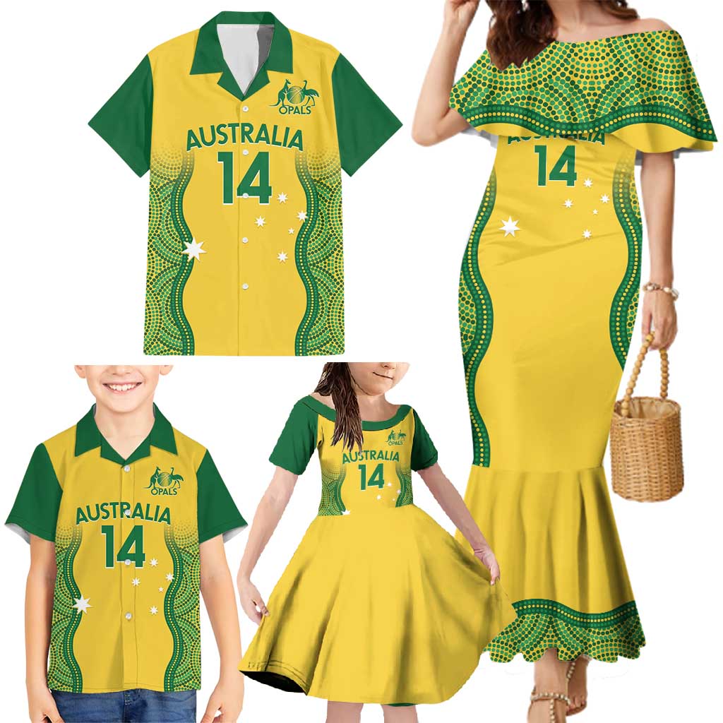 Custom Australia Opals Family Matching Mermaid Dress and Hawaiian Shirt Indigenous Art