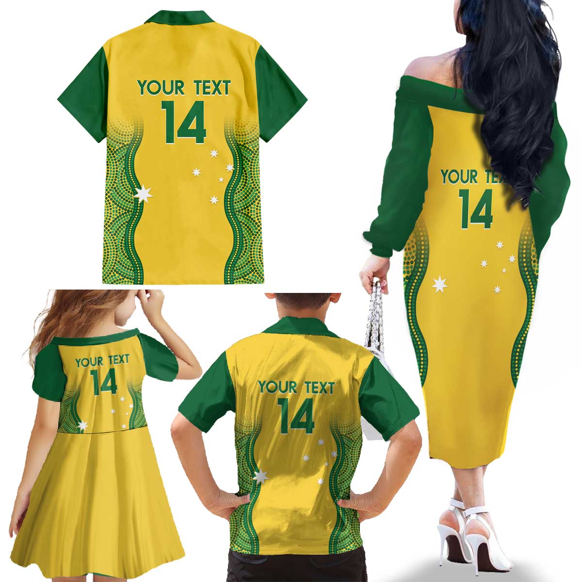 Custom Australia Opals Family Matching Off The Shoulder Long Sleeve Dress and Hawaiian Shirt Indigenous Art
