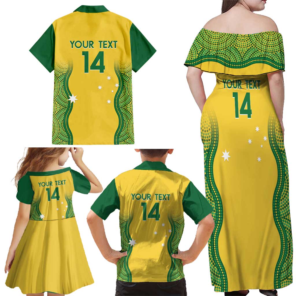 Custom Australia Opals Family Matching Off Shoulder Maxi Dress and Hawaiian Shirt Indigenous Art