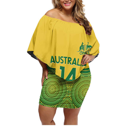 Custom Australia Opals Family Matching Off Shoulder Short Dress and Hawaiian Shirt Indigenous Art
