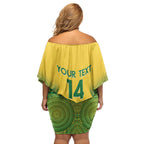 Custom Australia Opals Family Matching Off Shoulder Short Dress and Hawaiian Shirt Indigenous Art
