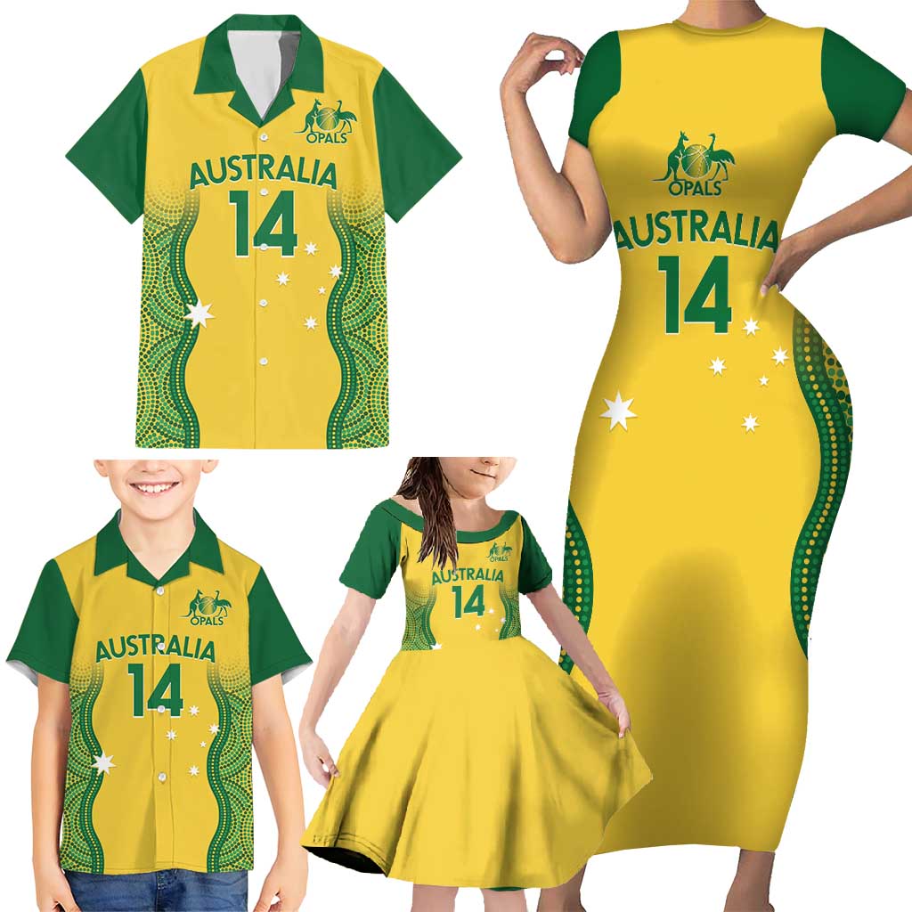 Custom Australia Opals Family Matching Short Sleeve Bodycon Dress and Hawaiian Shirt Indigenous Art