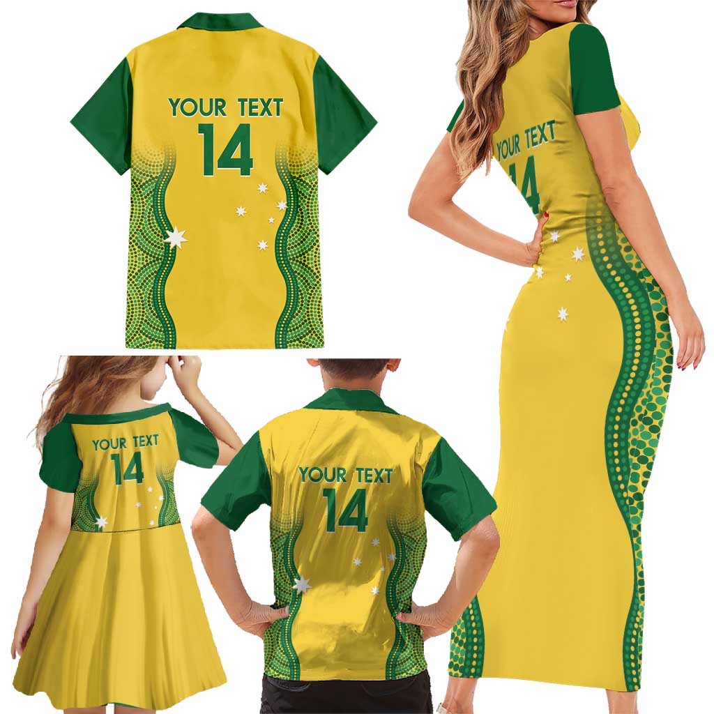 Custom Australia Opals Family Matching Short Sleeve Bodycon Dress and Hawaiian Shirt Indigenous Art