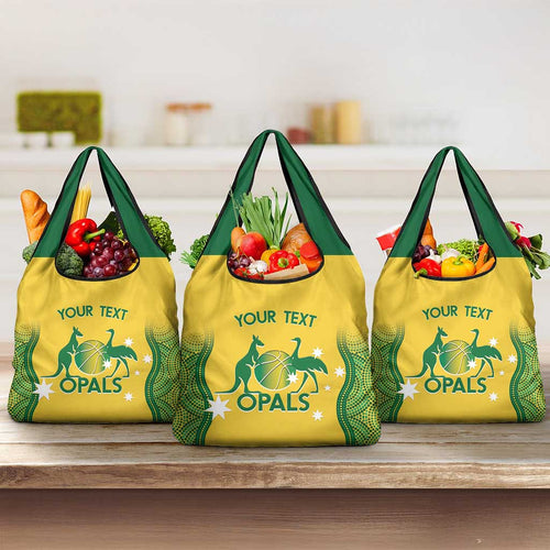 Custom Australia Opals Grocery Bag Indigenous Art