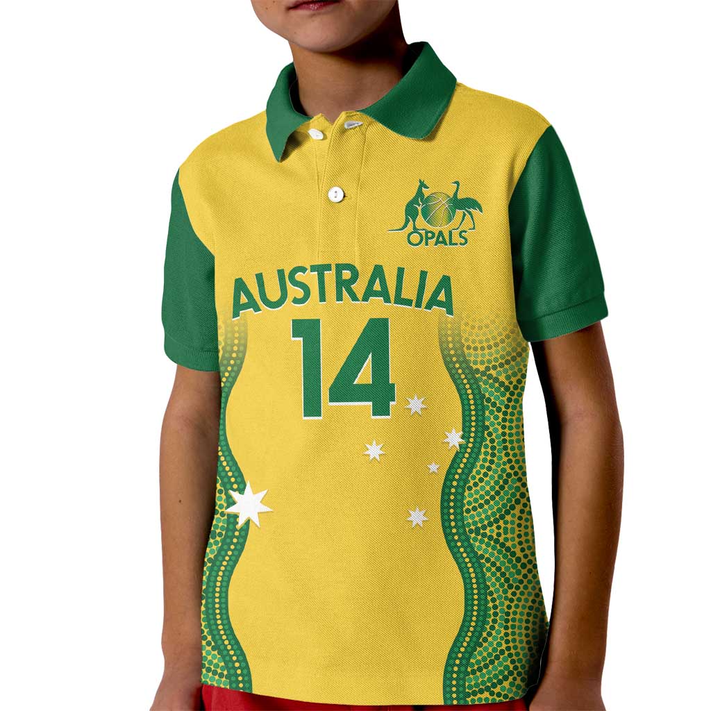 Custom Australia Opals Kid Polo Shirt Indigenous Art