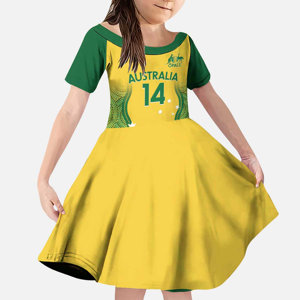 Custom Australia Opals Kid Short Sleeve Dress Indigenous Art