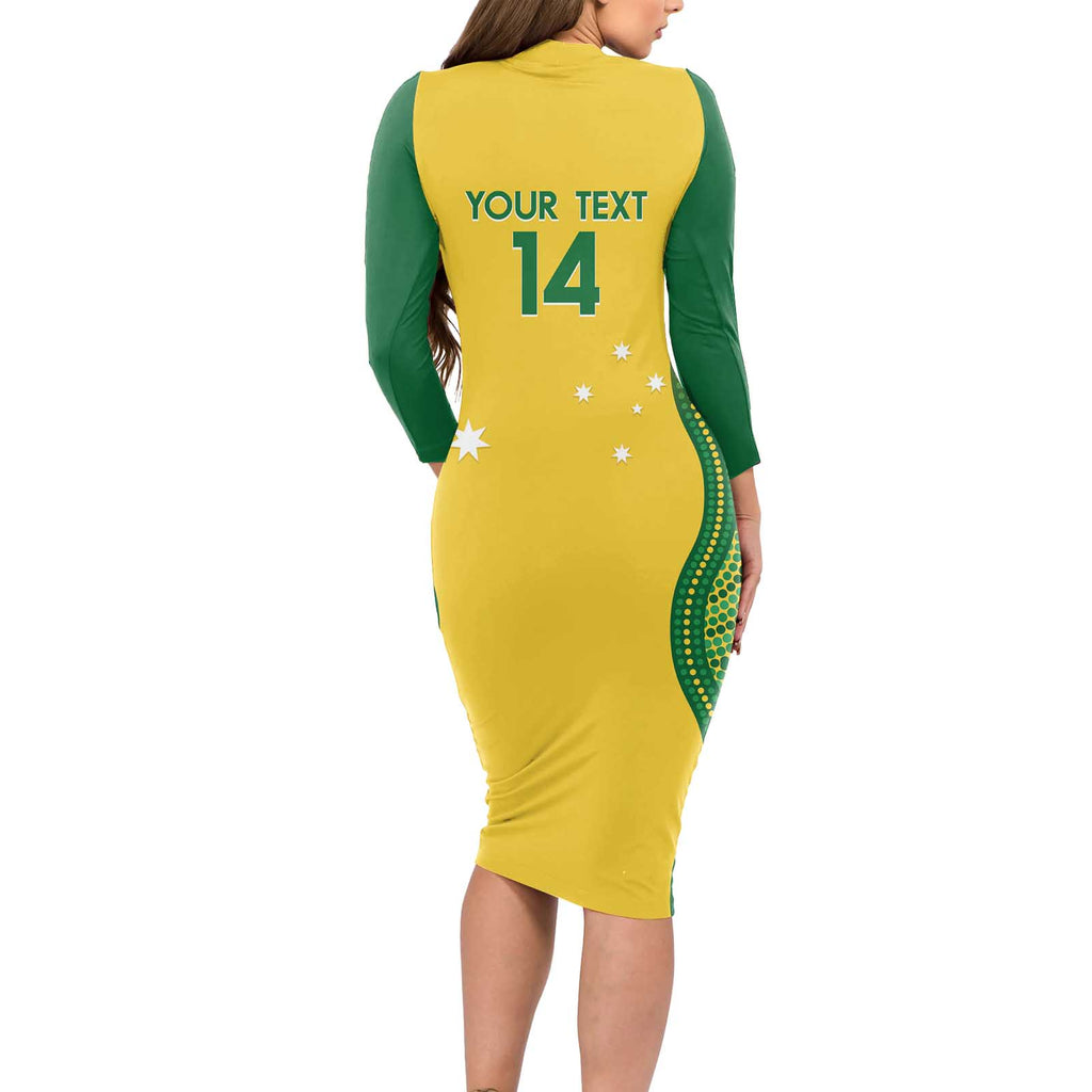 Custom Australia Opals Long Sleeve Bodycon Dress Indigenous Art