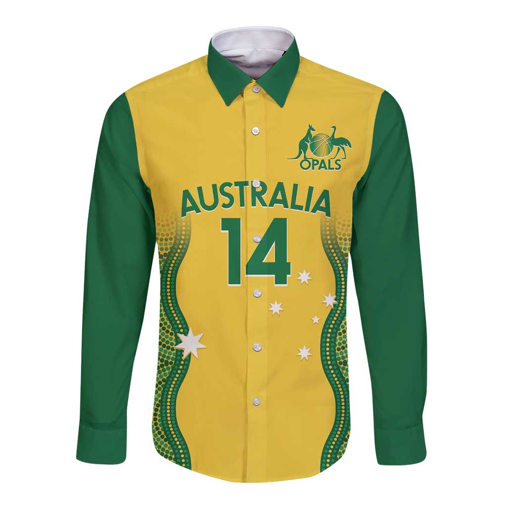 Custom Australia Opals Long Sleeve Button Shirt Indigenous Art