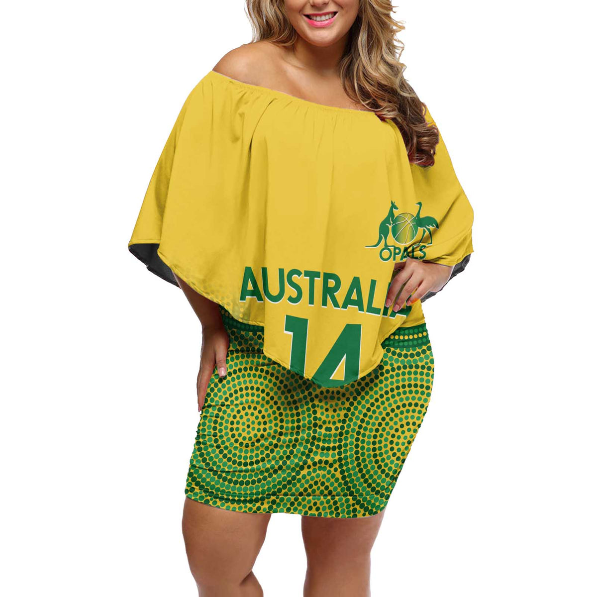Custom Australia Opals Off Shoulder Short Dress Indigenous Art