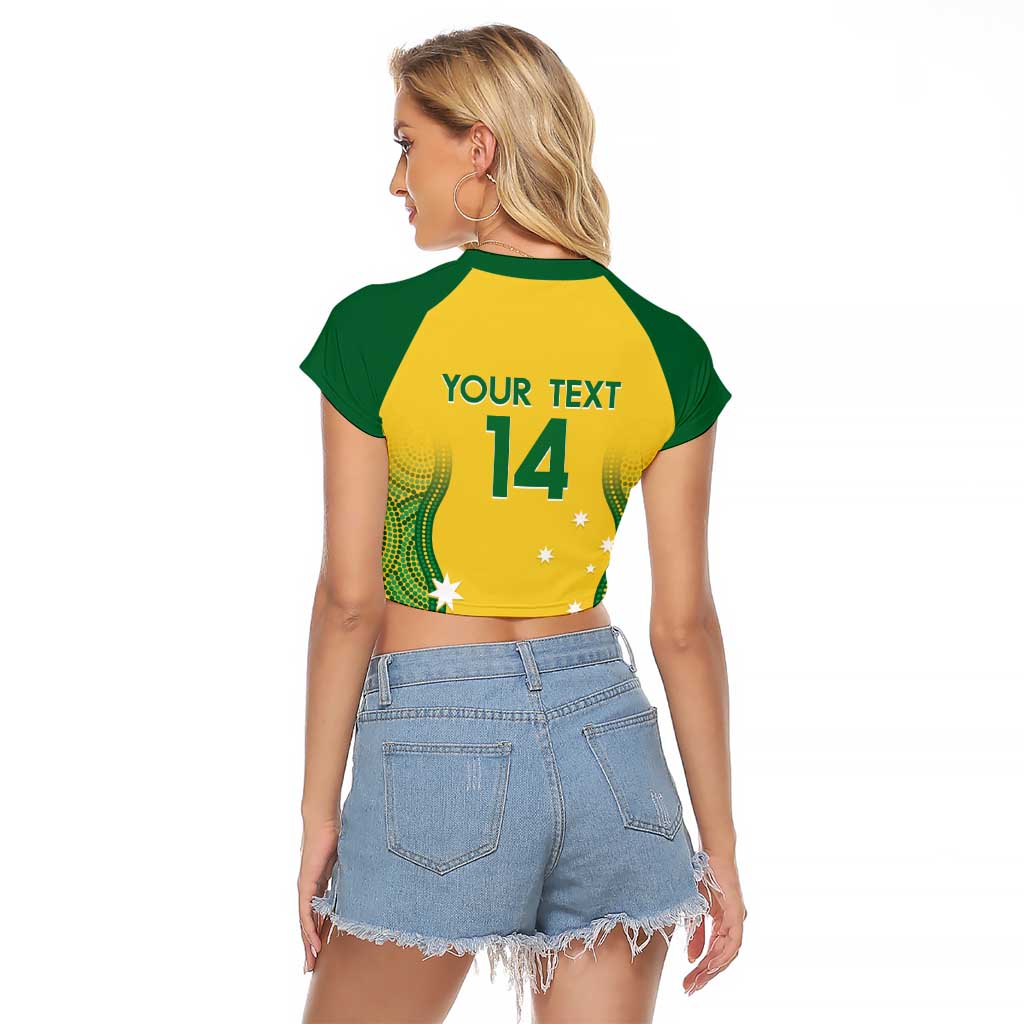 Custom Australia Opals Raglan Cropped T Shirt Indigenous Art