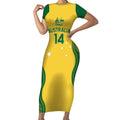 Custom Australia Opals Short Sleeve Bodycon Dress Indigenous Art