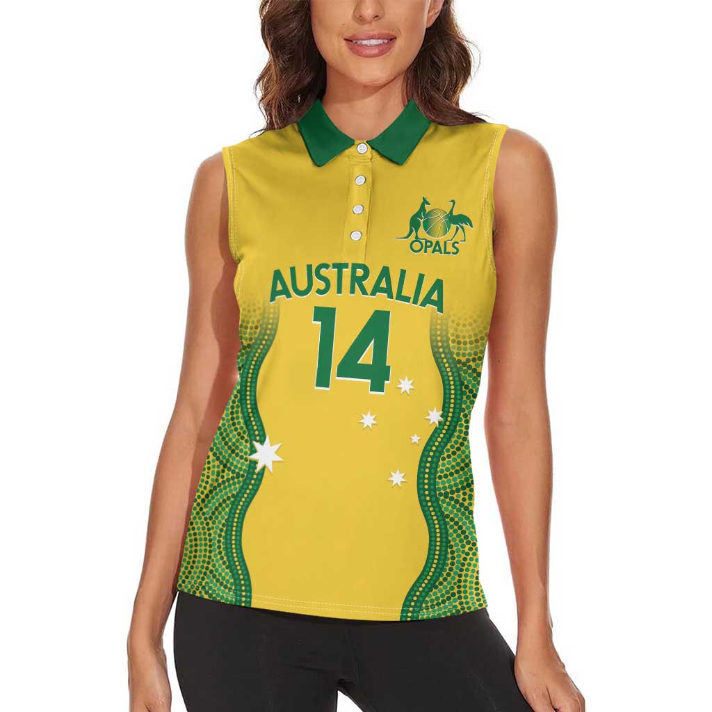 Custom Australia Opals Women Sleeveless Polo Shirt Indigenous Art