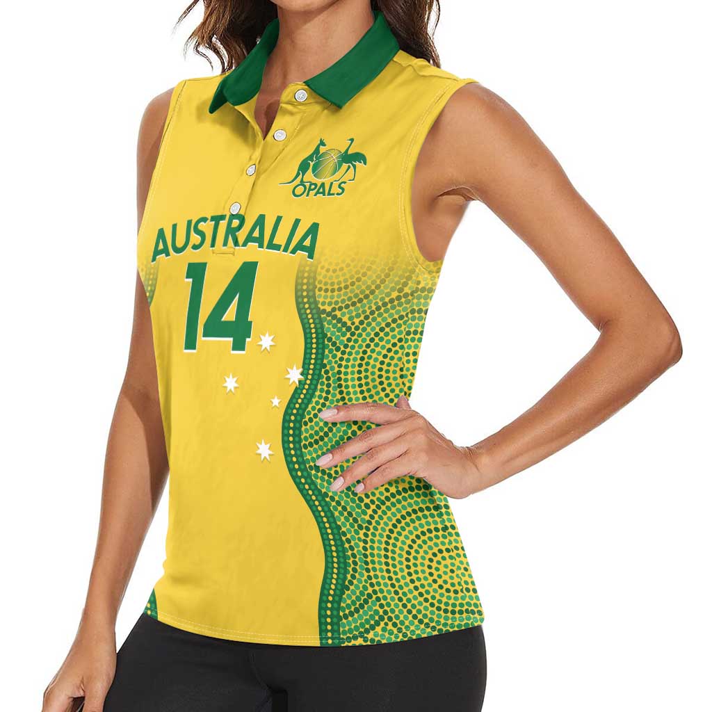 Custom Australia Opals Women Sleeveless Polo Shirt Indigenous Art