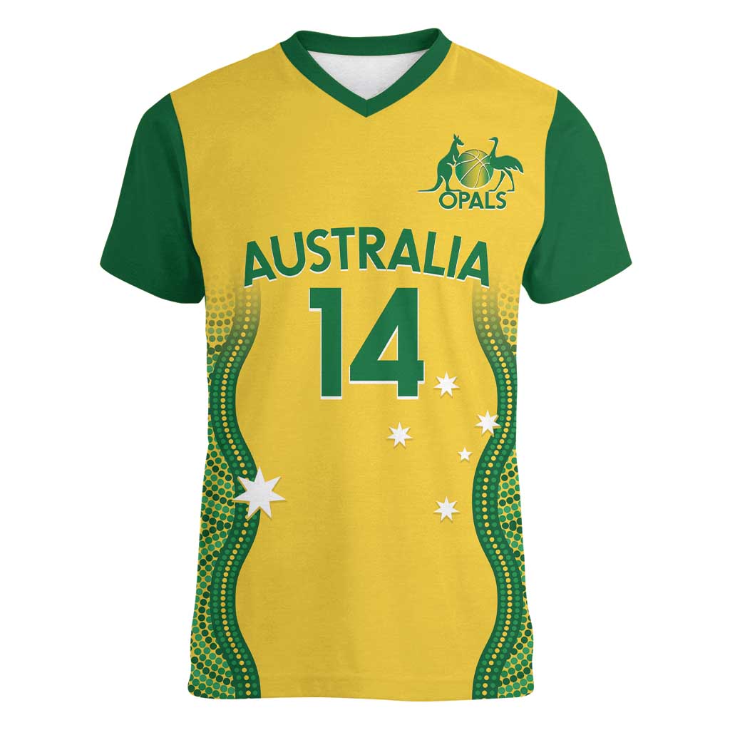 Custom Australia Opals Women V-Neck T-Shirt Indigenous Art
