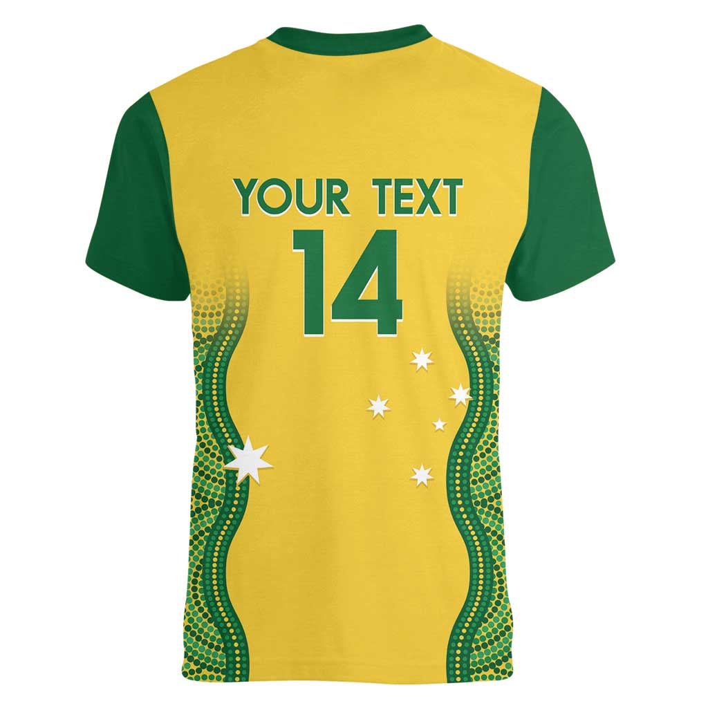 Custom Australia Opals Women V-Neck T-Shirt Indigenous Art