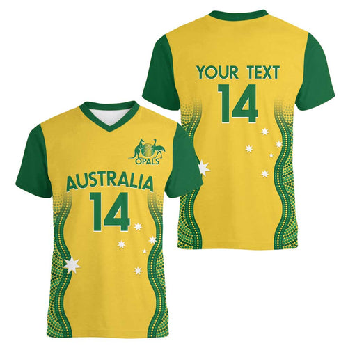 Custom Australia Opals Women V-Neck T-Shirt Indigenous Art