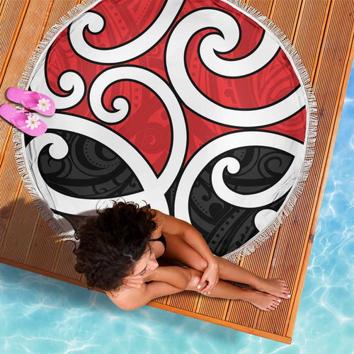 New Zealand Beach Blanket Maori Koru Tino Rangatiratanga Color - Aussie Hoodie