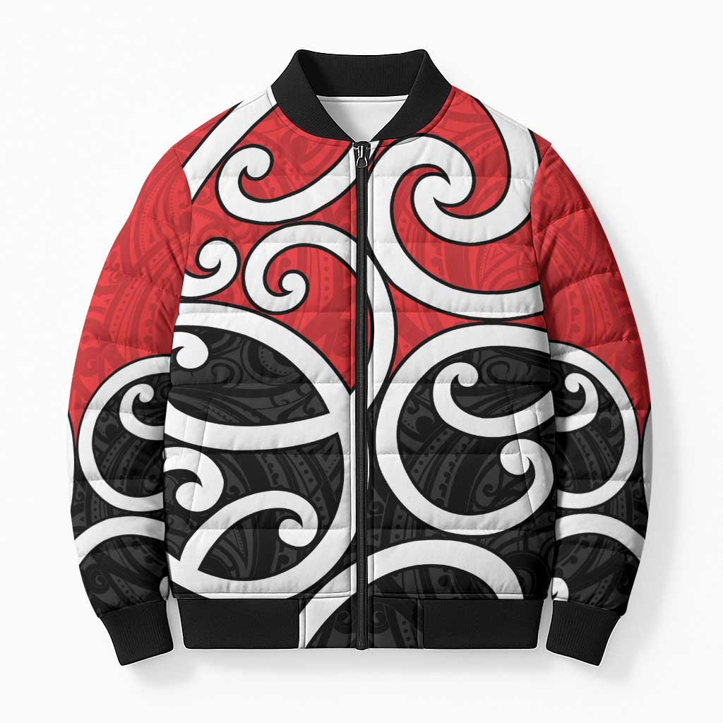 New Zealand Bomber Puffer Jacket Maori Koru Tino Rangatiratanga Color - Aussie Hoodie