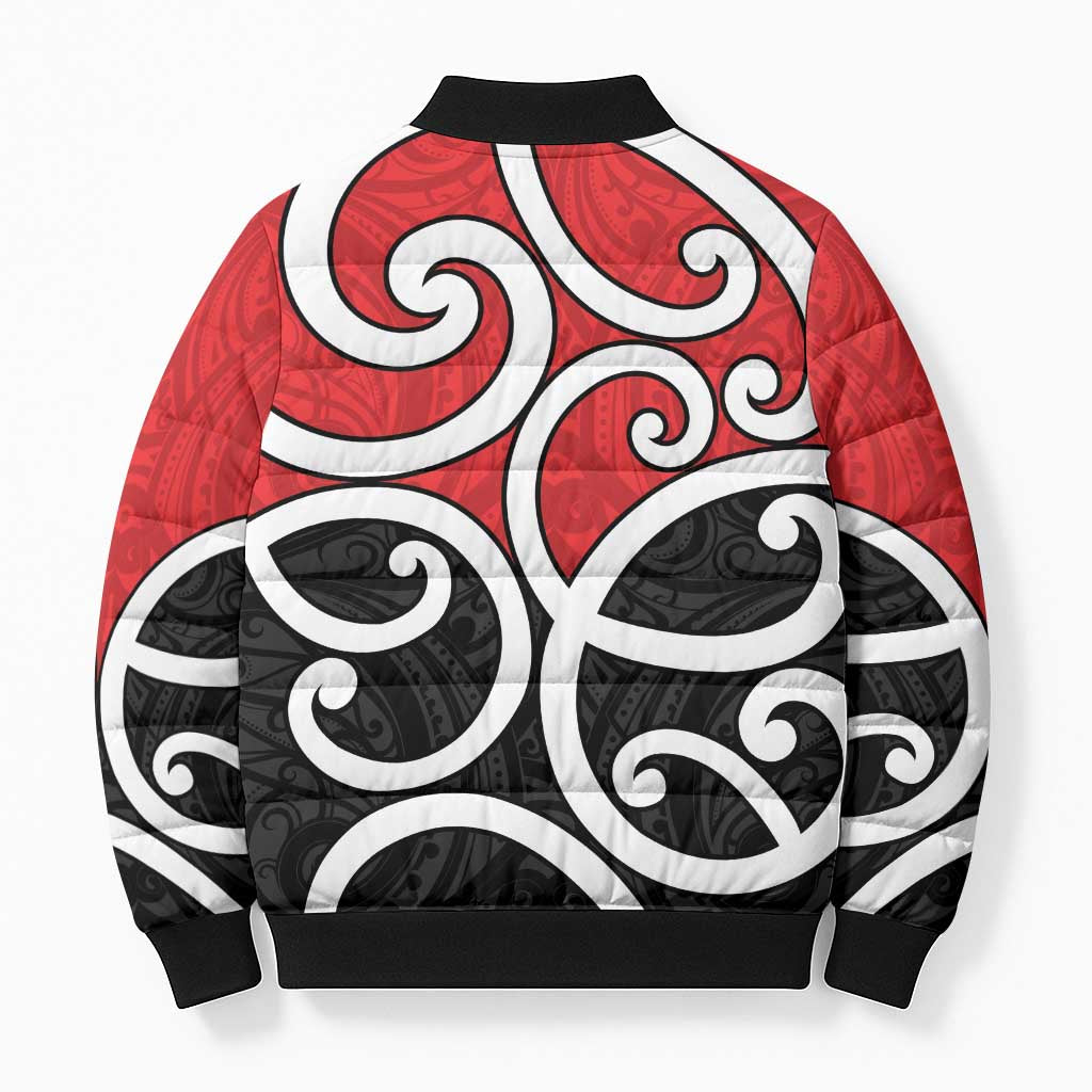 New Zealand Bomber Puffer Jacket Maori Koru Tino Rangatiratanga Color - Aussie Hoodie
