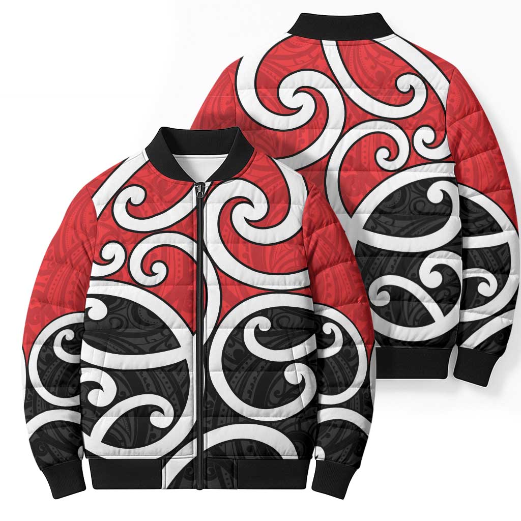 New Zealand Bomber Puffer Jacket Maori Koru Tino Rangatiratanga Color - Aussie Hoodie