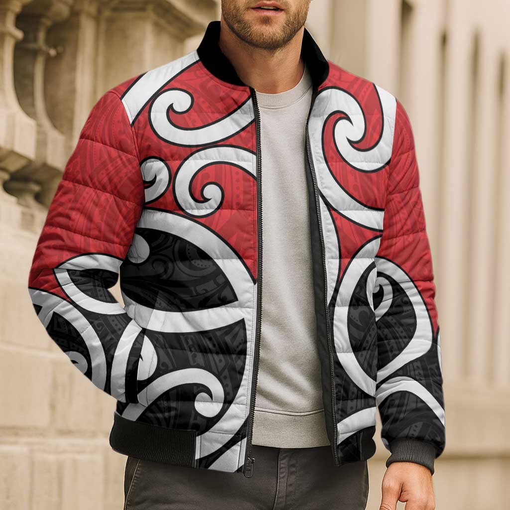New Zealand Bomber Puffer Jacket Maori Koru Tino Rangatiratanga Color - Aussie Hoodie